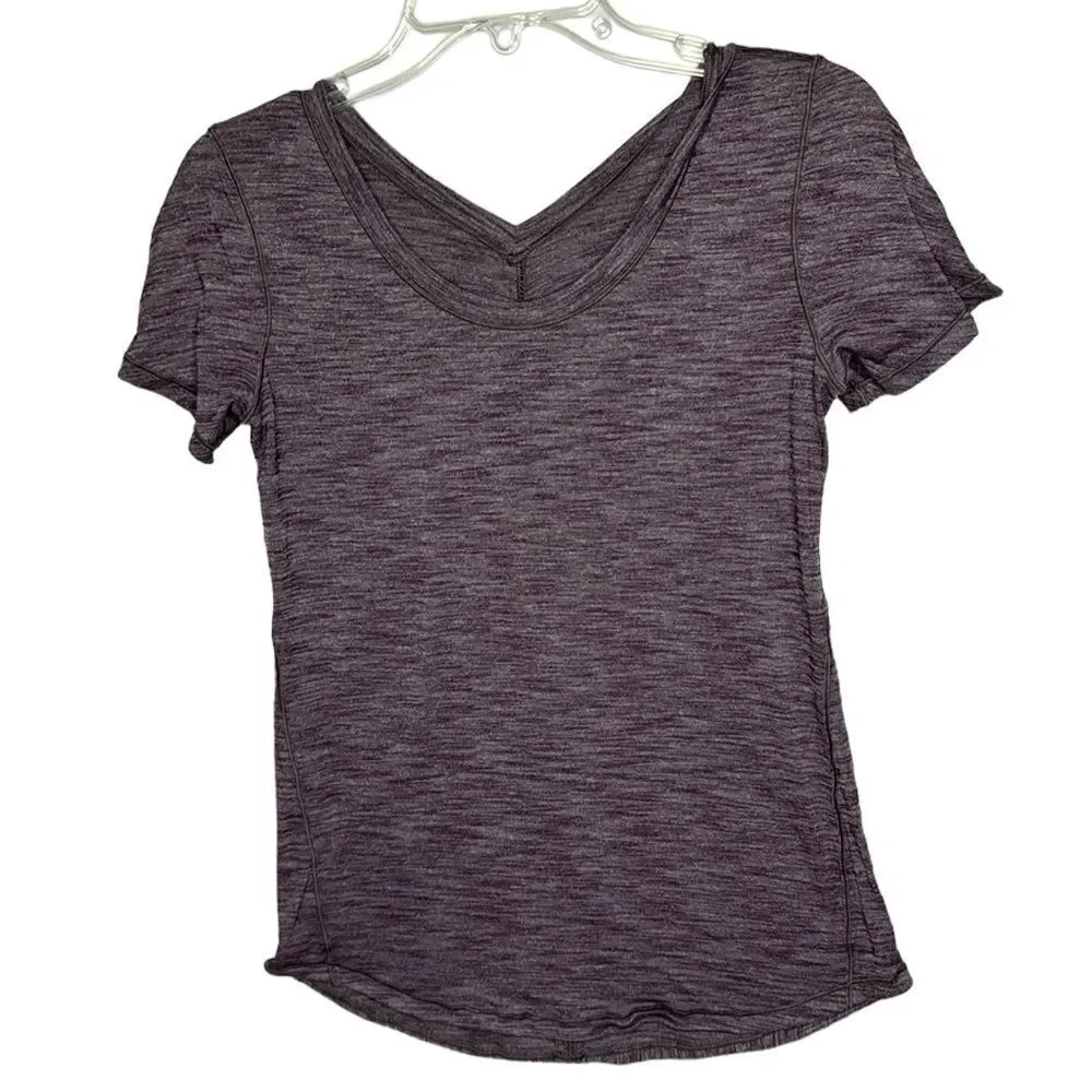 Lululemon Heathered Purple Intense-Tee Short Sleeve Lightweight Top. Size 6.